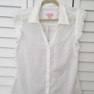Lilly Pulitzer Dot-Ruffle Blouse